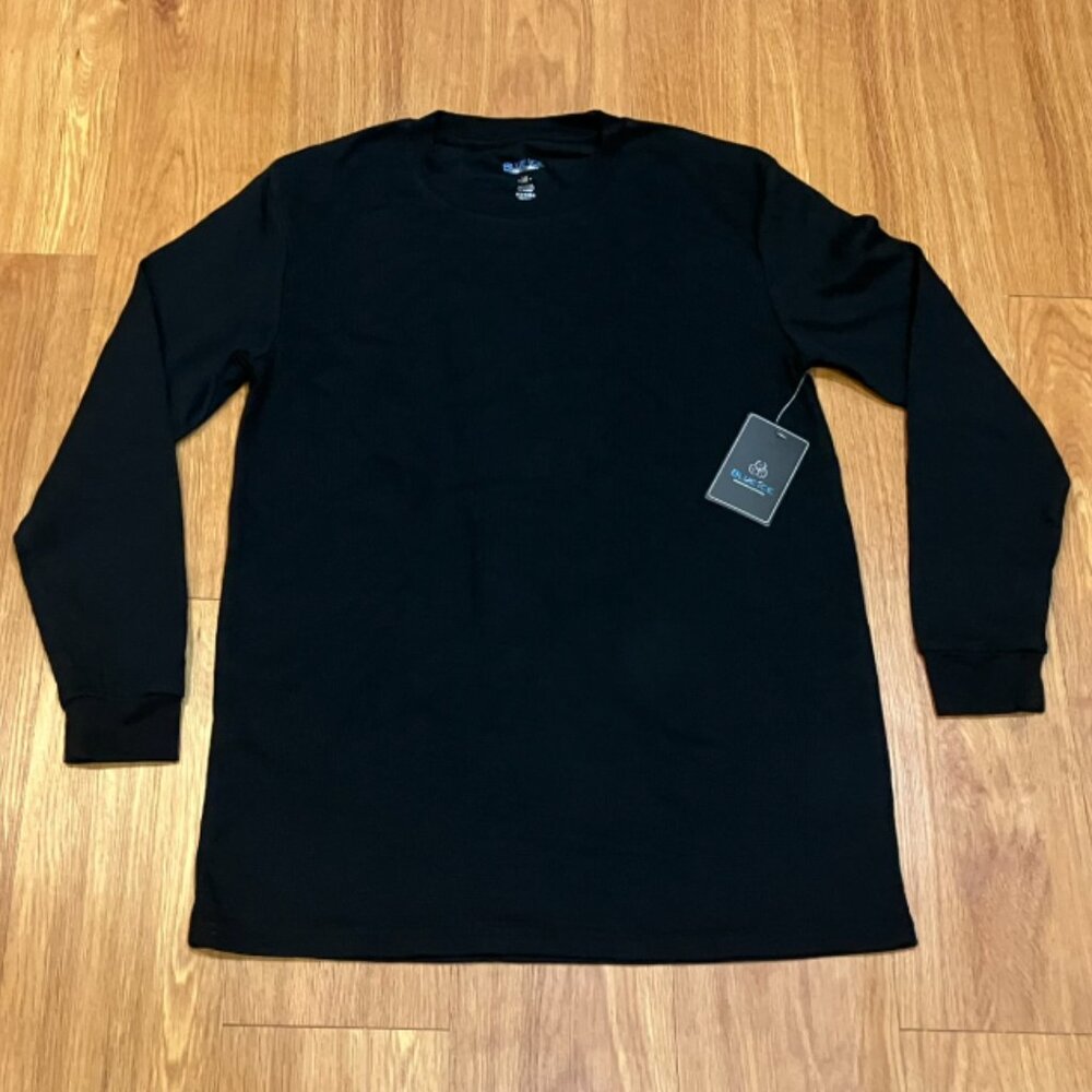 Blue Ice Premium Clothing Men's Crew Neck Long Sleeve Shirt Black Size M
